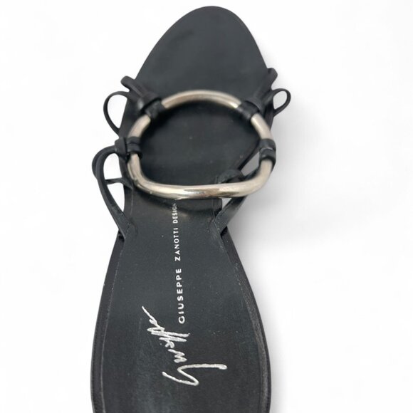 Giuseppe Zanotti High-Heeled Sandals with  Sculptural Silver Ring Art, 9B - Picture 6 of 8